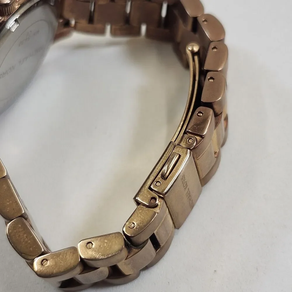 Michael Kors Women's Watch MK5430 Mini Runway Chronograph Rose Gold New Battery